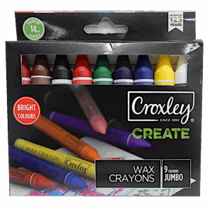 CROXLEY CREATE JUMBO WAX CRAYONS 14MM 9 COLOURS