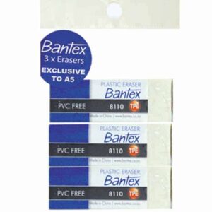 BANTEX PLASTIC ERASER 3PK