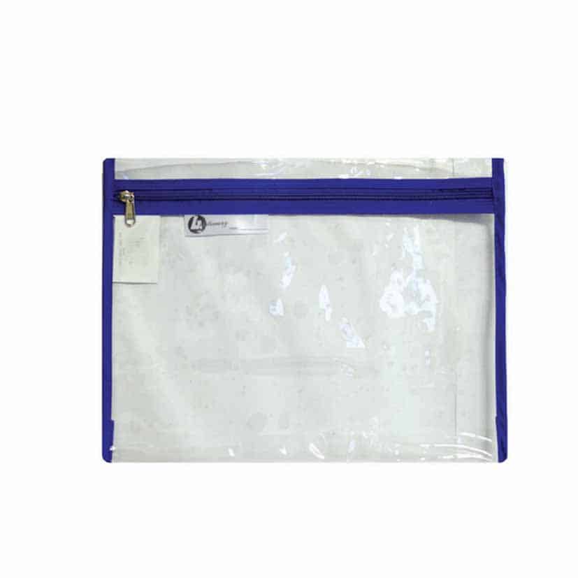 POLKING LIBRARY BAG WITH ZIP CLEAR BLUE